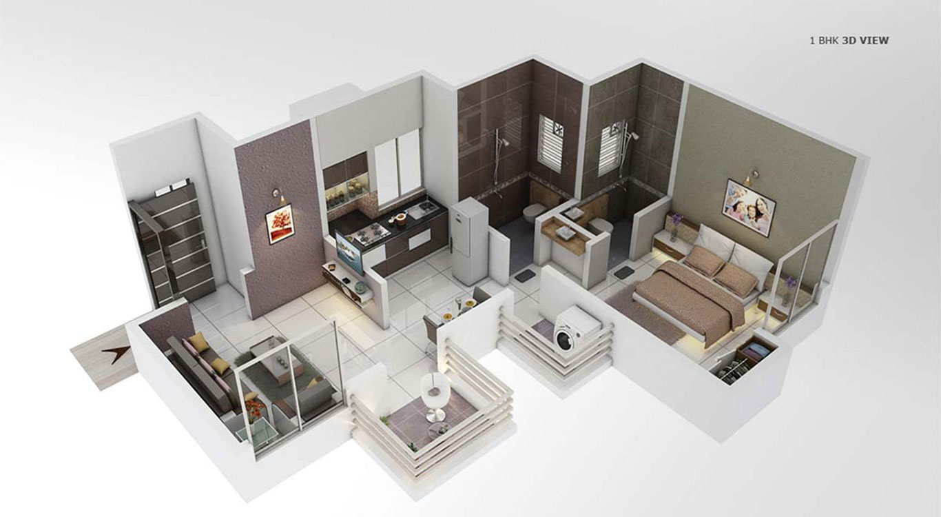 1 BHK 3D VIEW