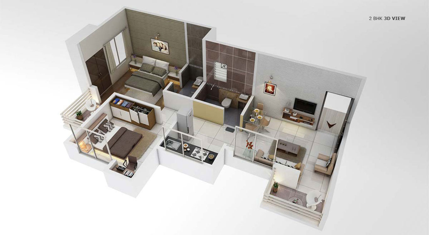 2 BHK 3D VIEW